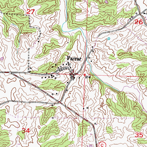 Topographic Map of Farrar, MO