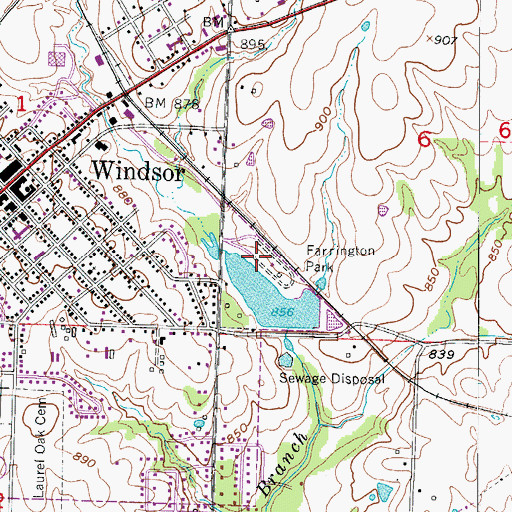 Topographic Map of Farrington Park, MO