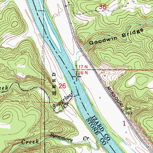Topographic Map of Goodwin Bridge Hollow, AR