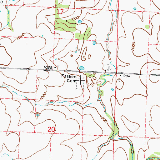 Topographic Map of Fasken Cemetery, MO