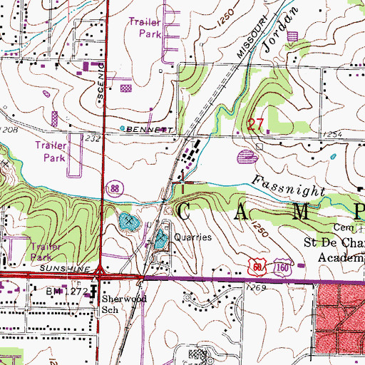 Topographic Map of Fassnight Creek, MO