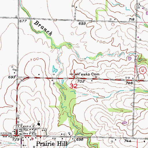 Topographic Map of Fawks Cemetery, MO