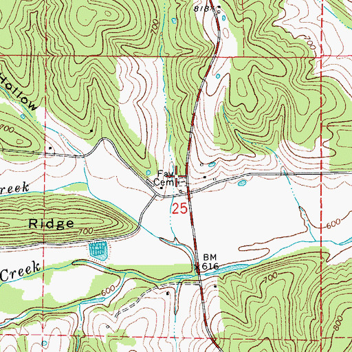 Topographic Map of Fay Cemetery, MO