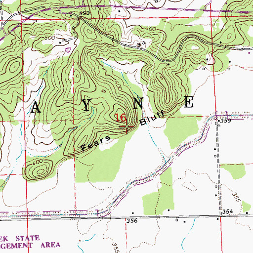 Topographic Map of Fears Bluff, MO