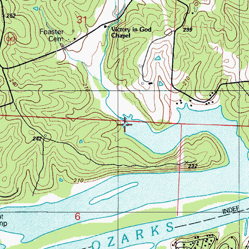 Topographic Map of Feaster Branch, MO