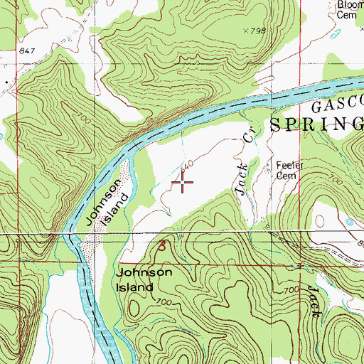 Topographic Map of Feeler Cemetery, MO