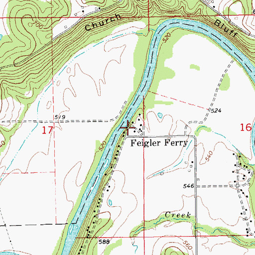 Topographic Map of Feigler Ferry, MO