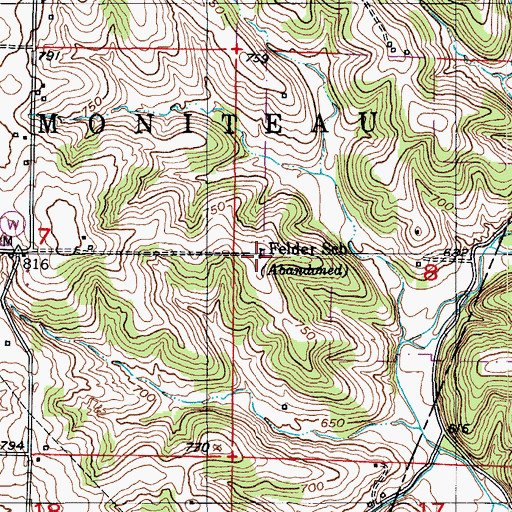 Topographic Map of Felder School (historical), MO