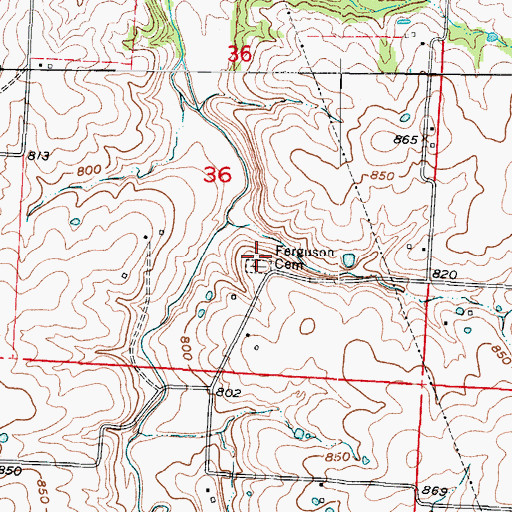 Topographic Map of Ferguson Cemetery, MO