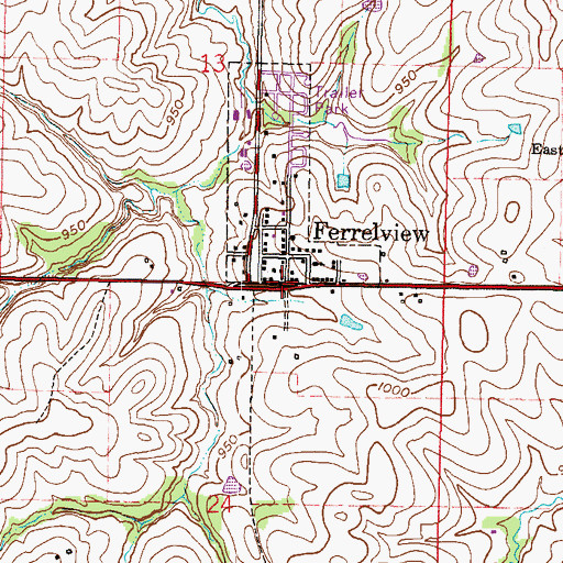 Topographic Map of Ferrelview, MO