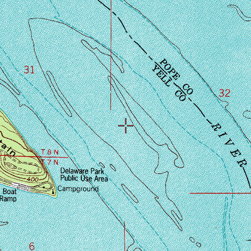 Topographic Map of Goose Island, AR