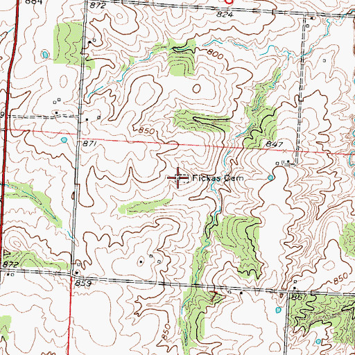 Topographic Map of Fickas Cemetery, MO