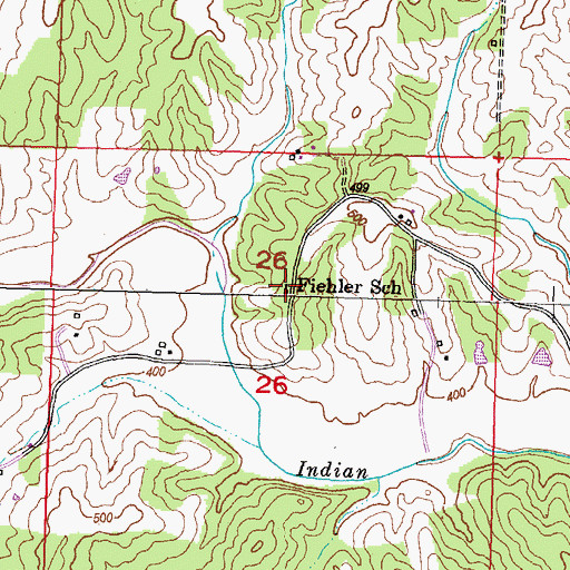 Topographic Map of Fiehler School, MO