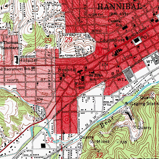 Topographic Map of Field School, MO