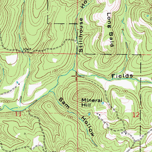 Topographic Map of Fields Hollow, MO