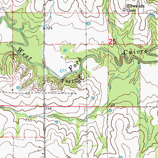 Topographic Map of Fike Cemetery, MO