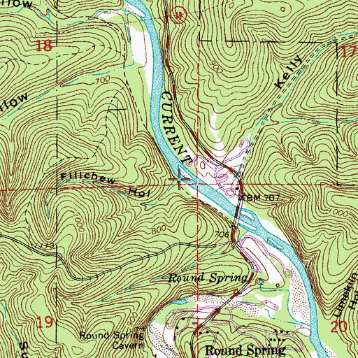 Topographic Map of Fillchew Hollow, MO