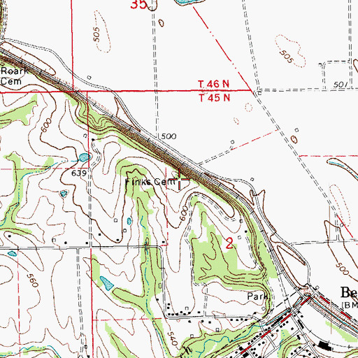 Topographic Map of Finks Cemetery, MO