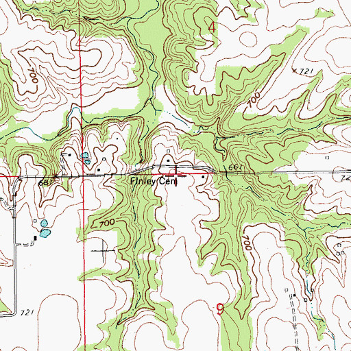 Topographic Map of Finley Cemetery, MO