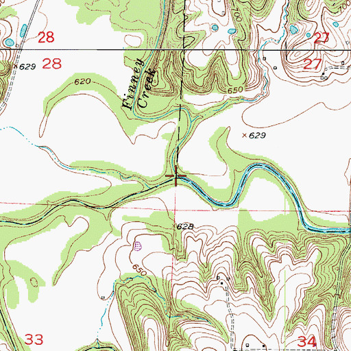 Topographic Map of Finney Creek, MO