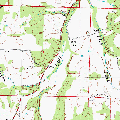 Topographic Map of Gourd Creek, AR