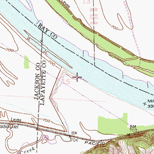 Topographic Map of Fire Prairie Creek, MO