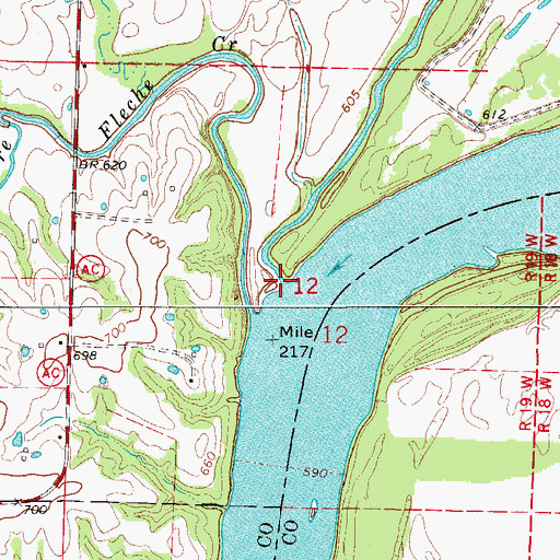 Topographic Map of Fish Creek, MO