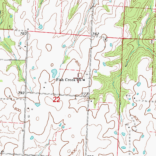 Topographic Map of Fish Creek Church, MO