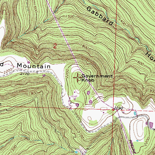 Topographic Map of Government Knob, AR