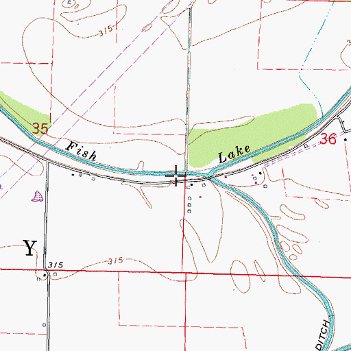 Topographic Map of Fish Lake, MO