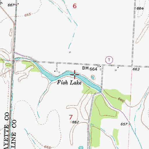 Topographic Map of Fish Lake, MO