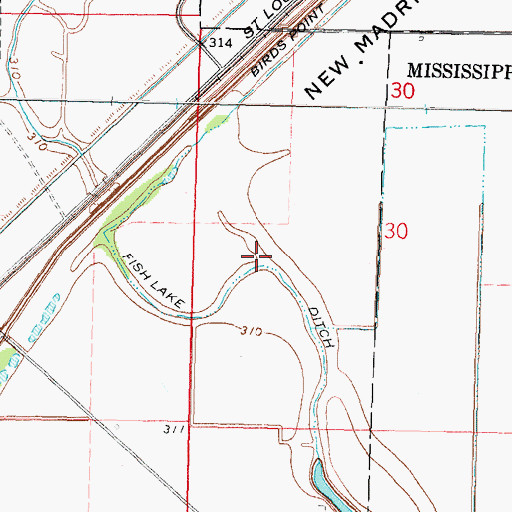Topographic Map of Fish Lake Ditch, MO