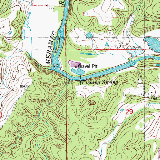 Topographic Map of Fishing Spring, MO