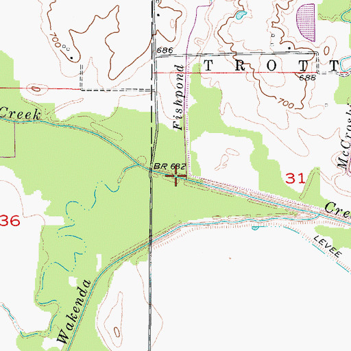 Topographic Map of Fishpond Branch, MO