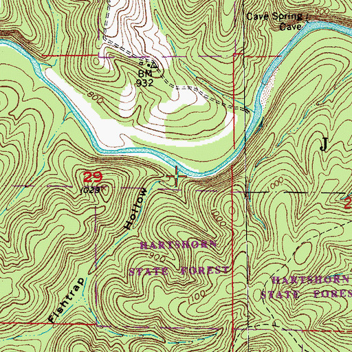 Topographic Map of Fishtrap Hollow, MO