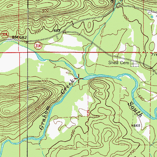 Topographic Map of Graham Creek, AR