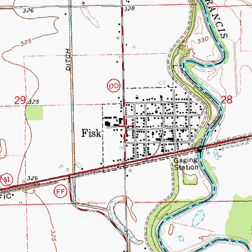 Topographic Map of Fisk, MO