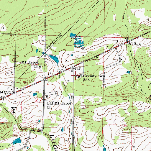 Topographic Map of Grandview School, AR