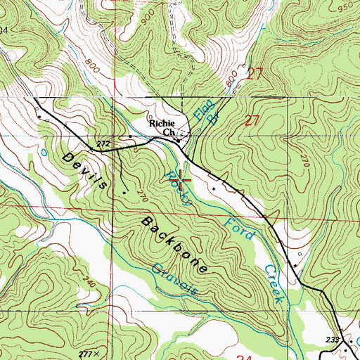 Topographic Map of Flag Branch, MO