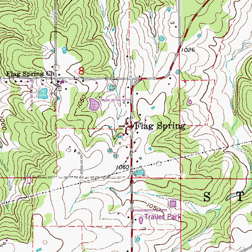 Topographic Map of Flag Spring, MO