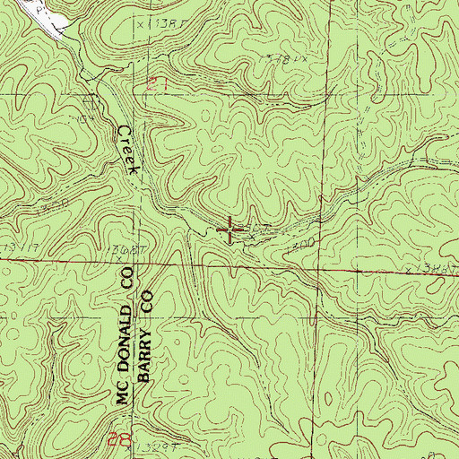Topographic Map of Flag Pond School (historical), MO