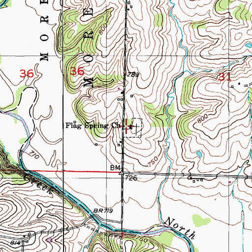 Topographic Map of Flag Spring Church, MO