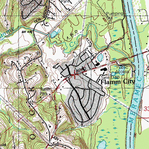 Topographic Map of Flamm City, MO
