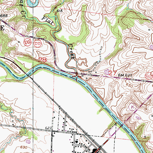 Topographic Map of Flat Creek, MO
