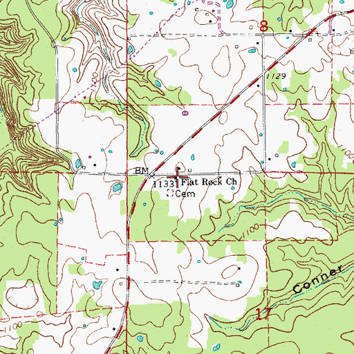Topographic Map of Flat Rock Church, MO