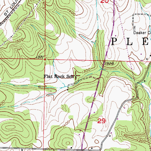 Topographic Map of Flat Rock School, MO