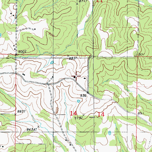 Topographic Map of Flat Top School, MO