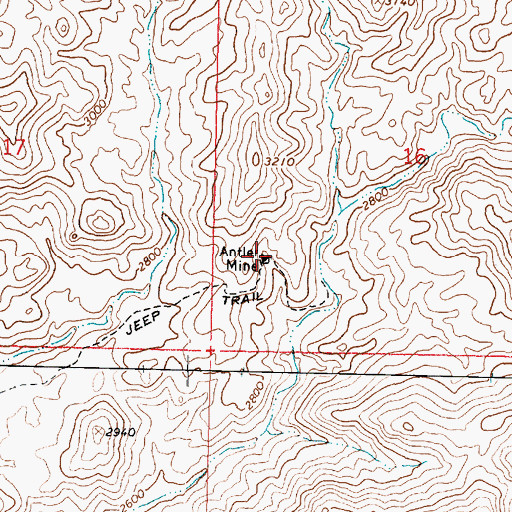 Topographic Map of Antler Mine, AZ