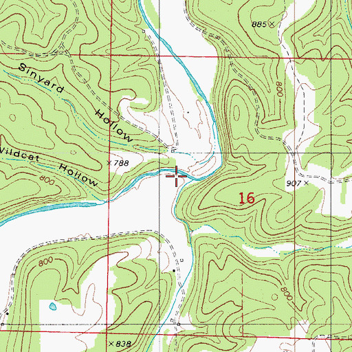 Topographic Map of Granny Creek, AR