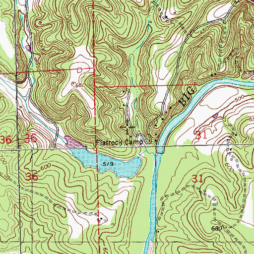 Topographic Map of Flatrock Camp, MO